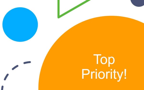 The words top priority in white in an orange half circle
