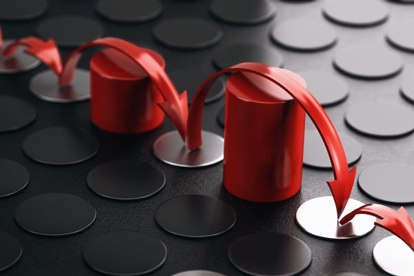 Red arrows leaping over obstacles to demonstrate how workflow automation helps businesses