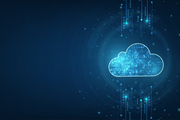 Abstract cloud on dark blue technology background