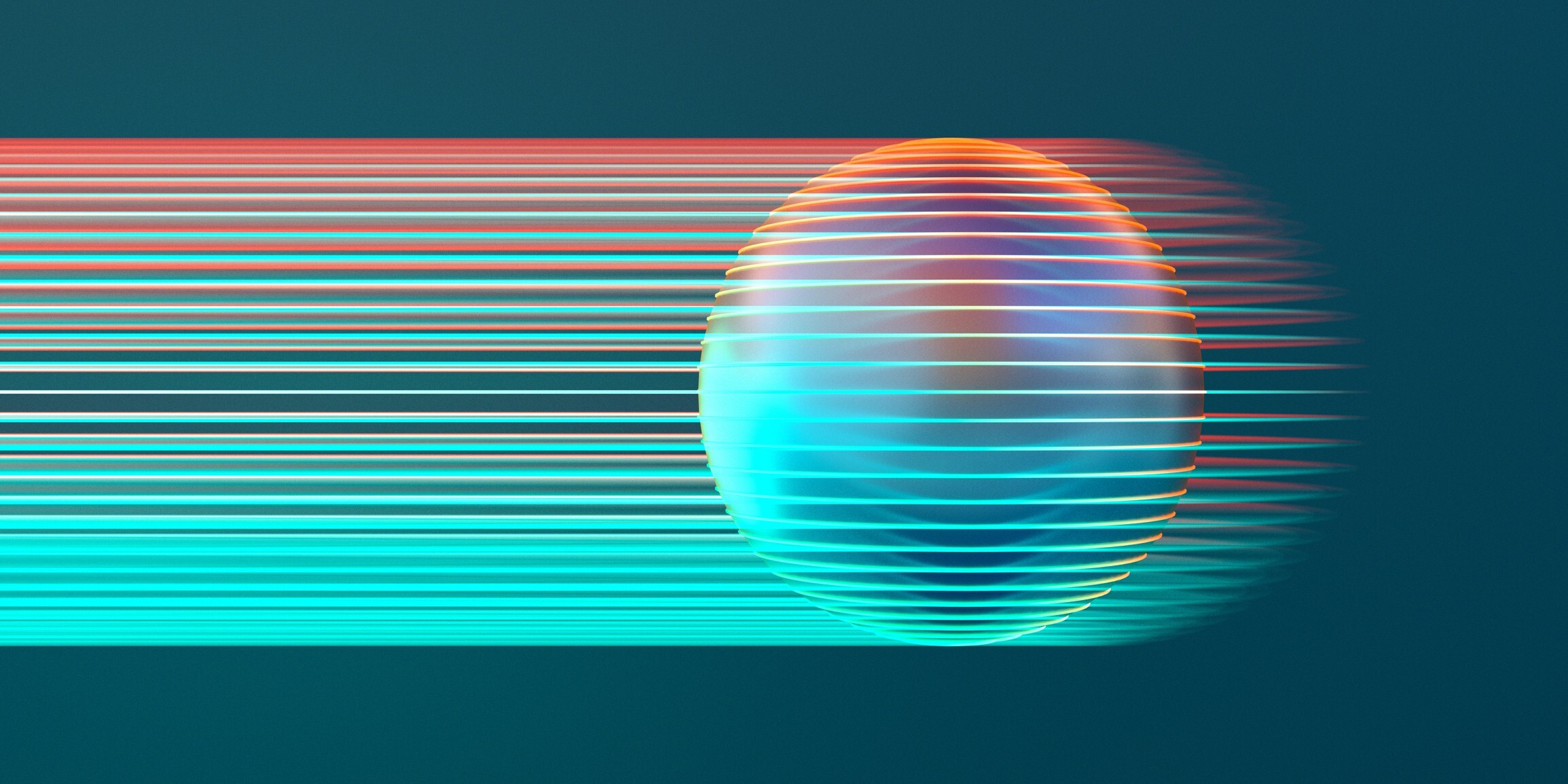 Glowing multicolored sphere trail