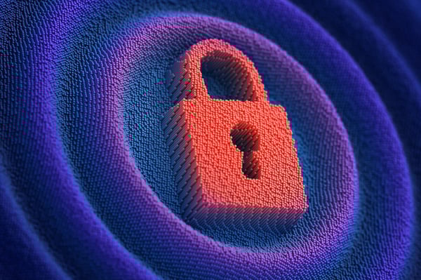 Red lock within purple and blue circles